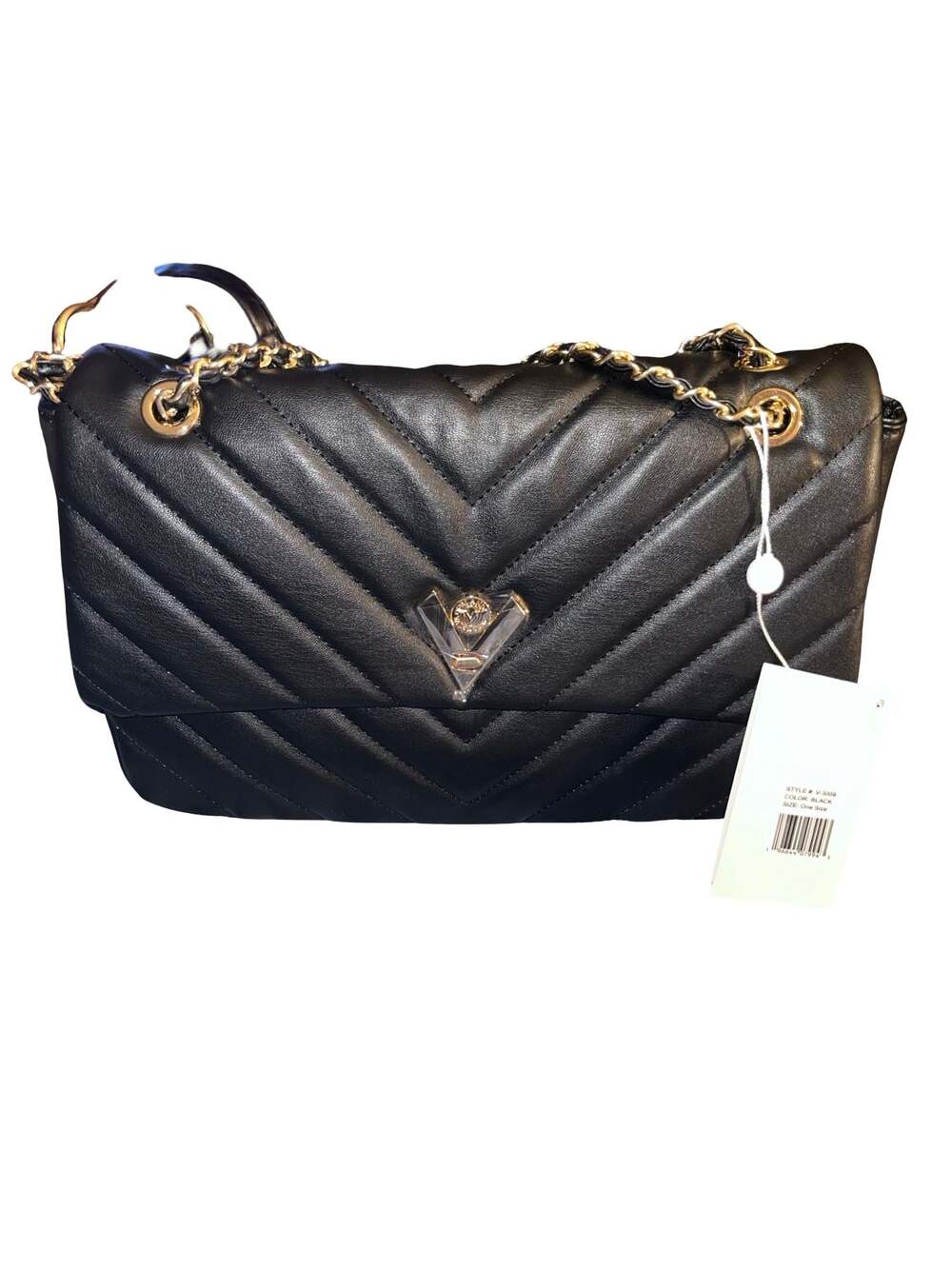 Valentino Orlandi V-3009 Quilted Chain Shoulder Bag Black